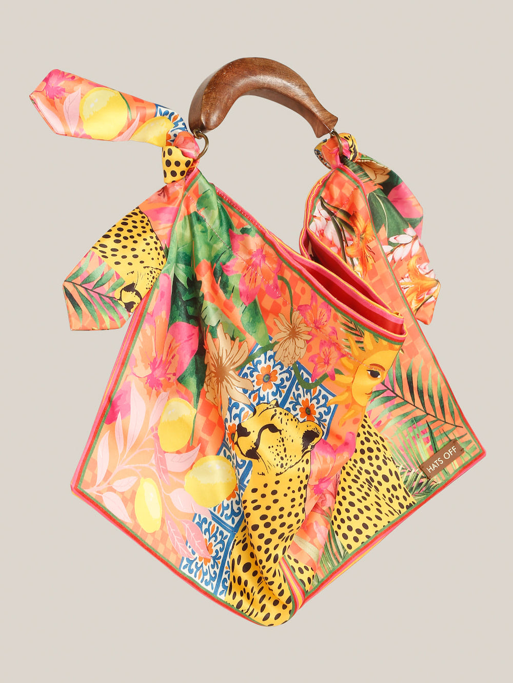 Jungle Whisper Mini Scarf Bag with Mango Wood Handle – Hats Off