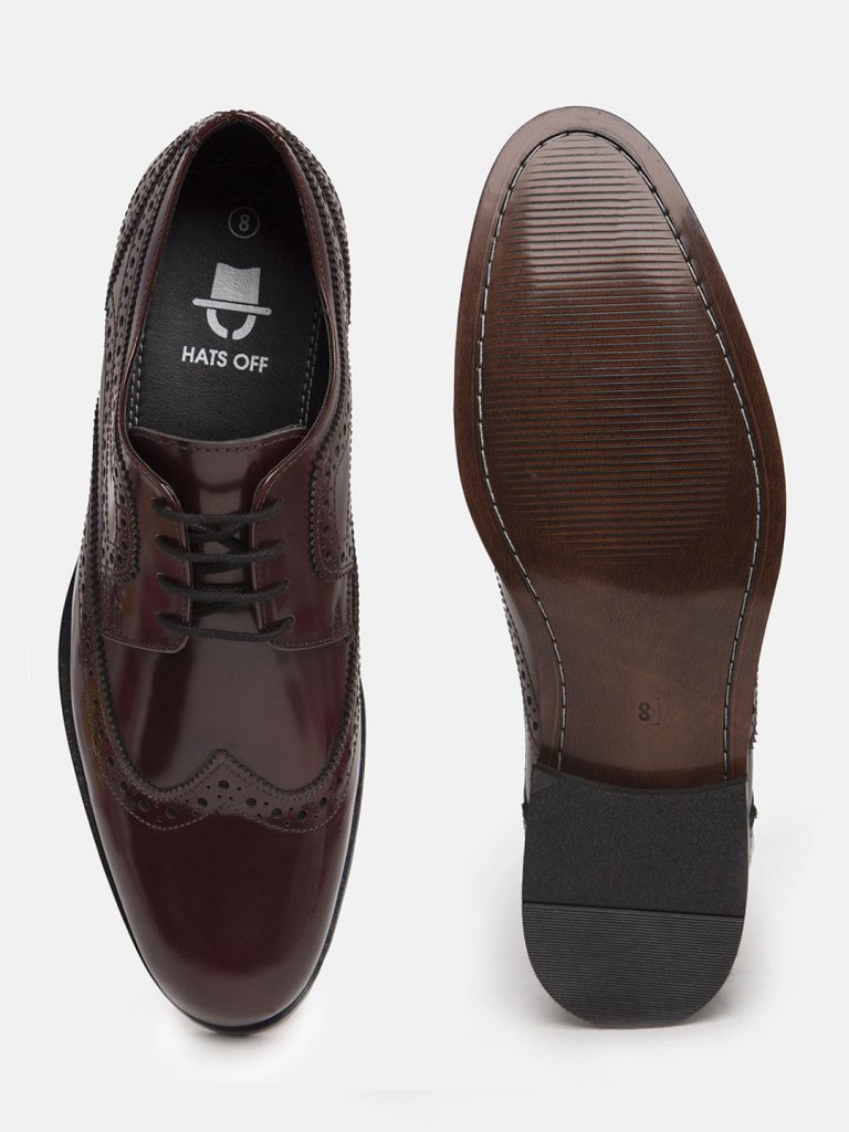 Buy Patent Leather Burgundy Brogues Shoes by Hats Off Accessories