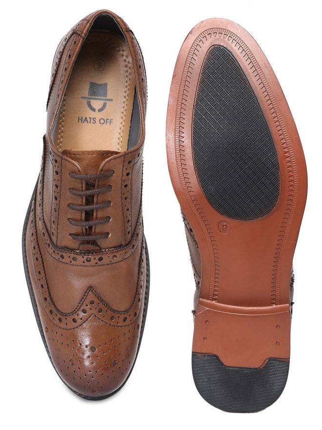 Buy Online Genuine Leather Brown Oxford Brogues Shoes Online