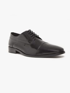 black derby shoes with toe cap