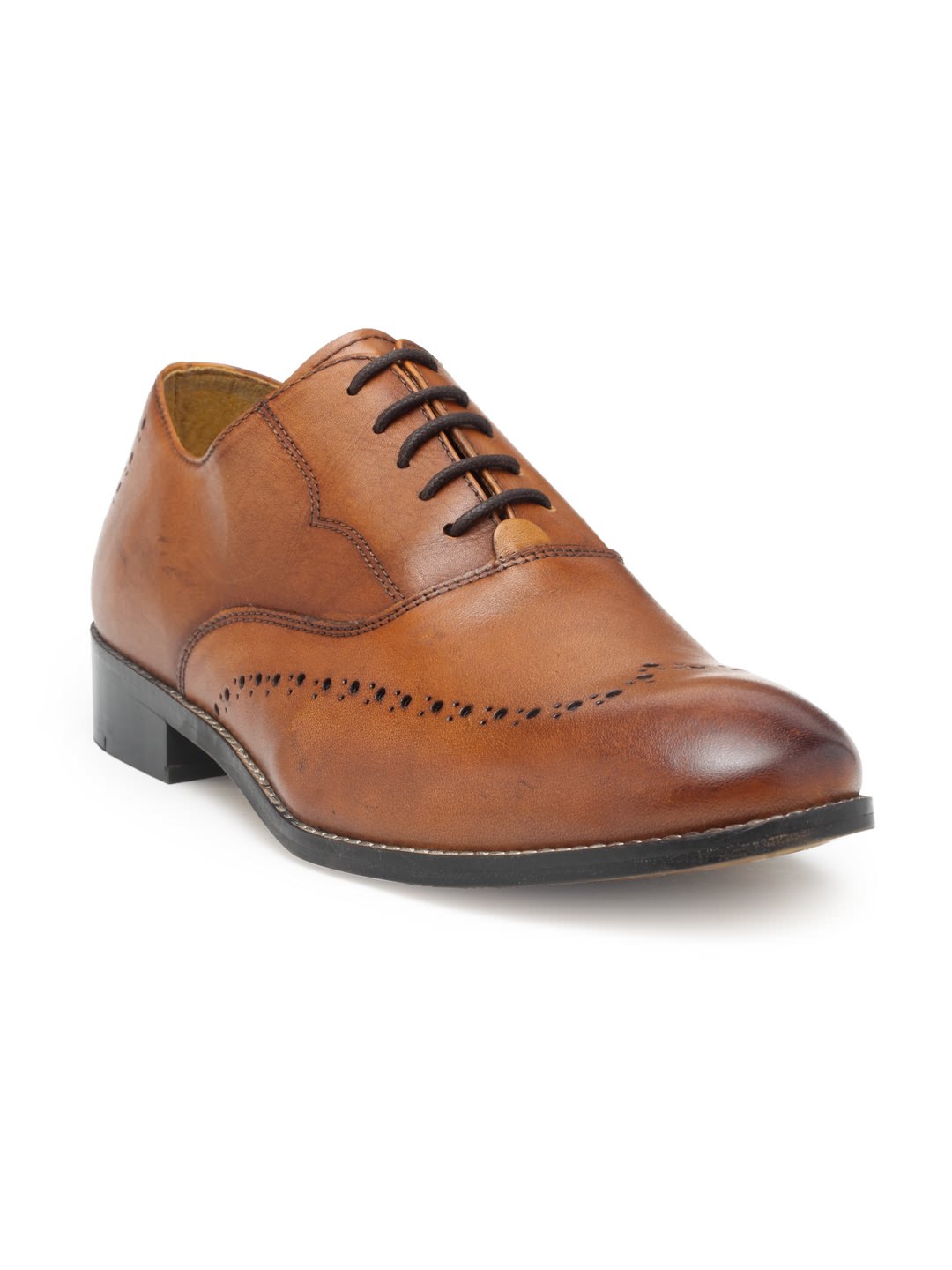 PREMIUM LEATHER TAN OXFORD SHOES WITH PERFORATED DETALING