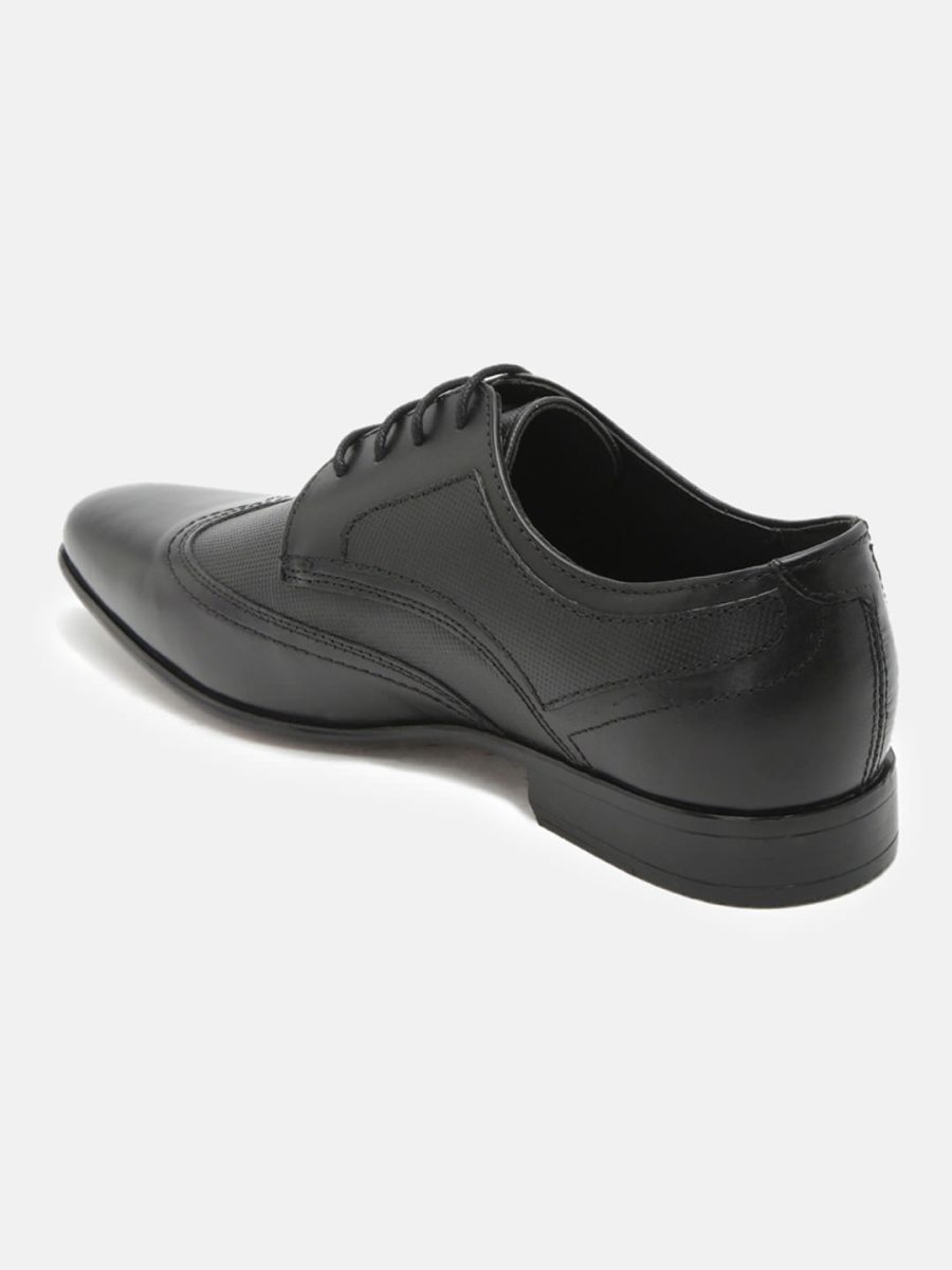 Best Leather Black Derby Shoes with Wingtip Toe Cap