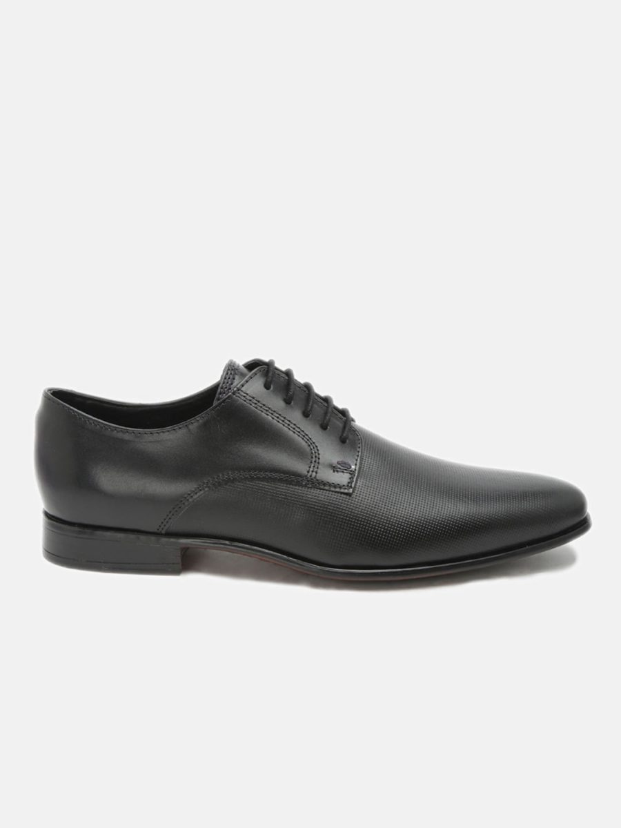 Men's formal Leather Black Derby Shoes by Hats Off Accessories