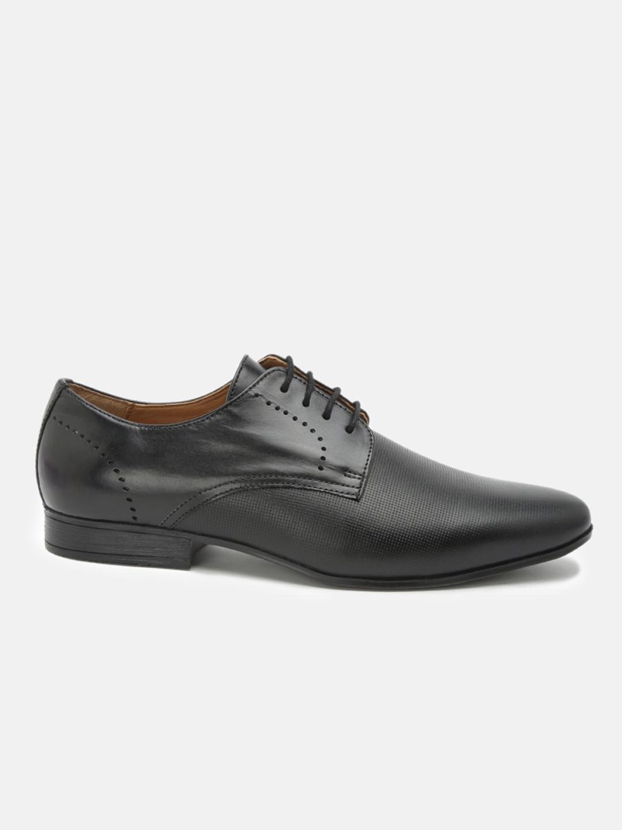 Best Leather Black Derby Shoes with textured Vamp | Hats Off Accessories