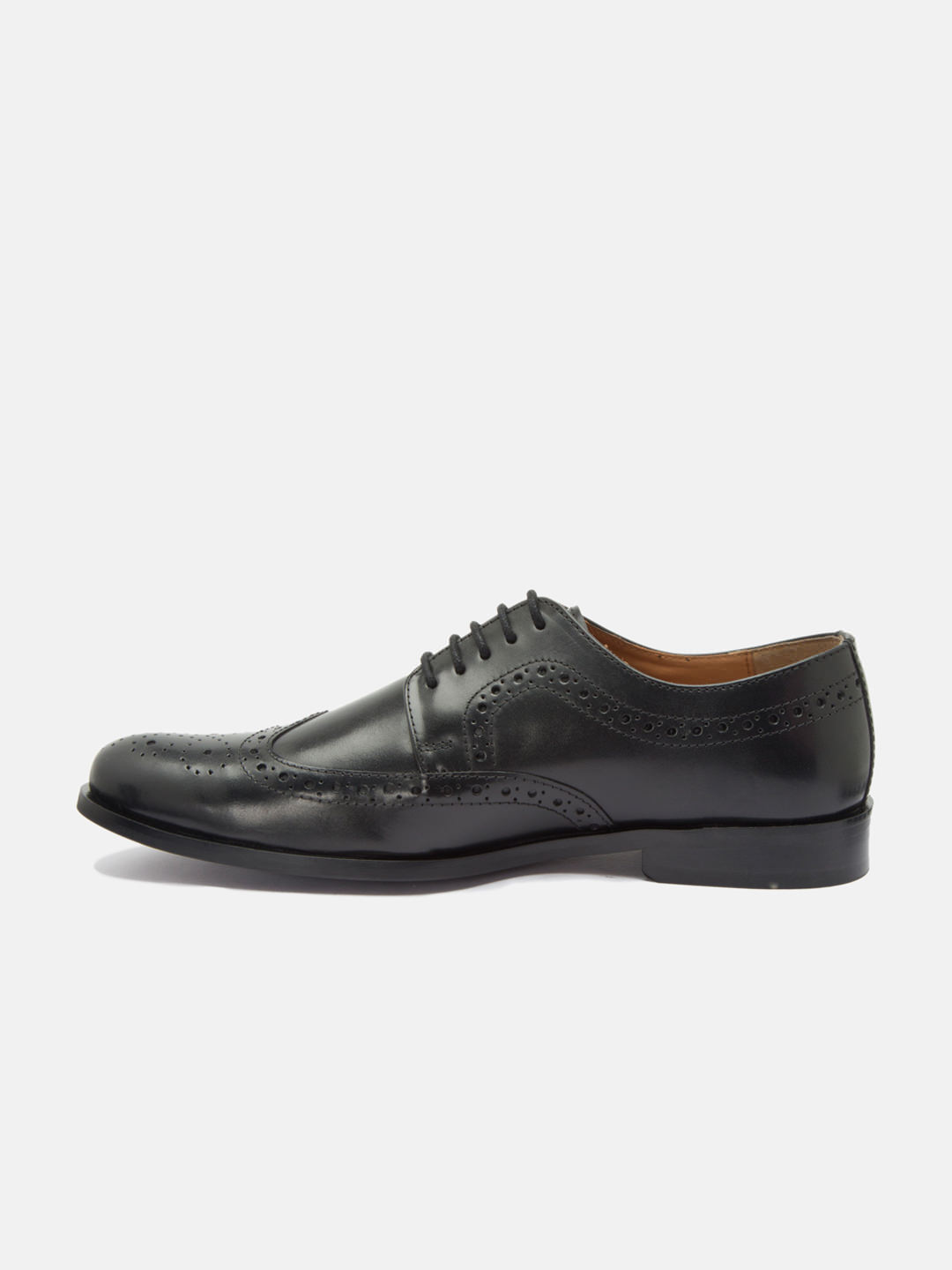 Genuine Leather Black Derby Brogues Shoes for Men's