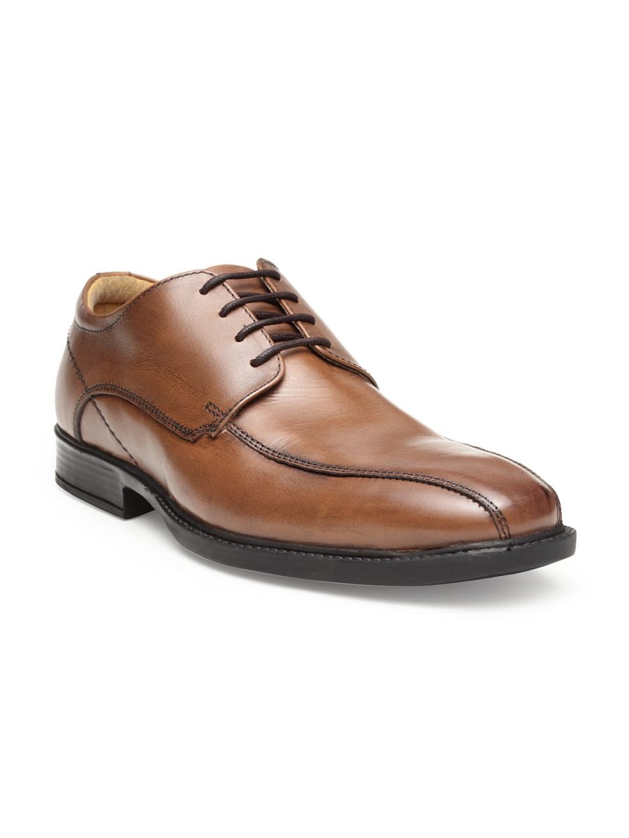 Tan leather derby shoes