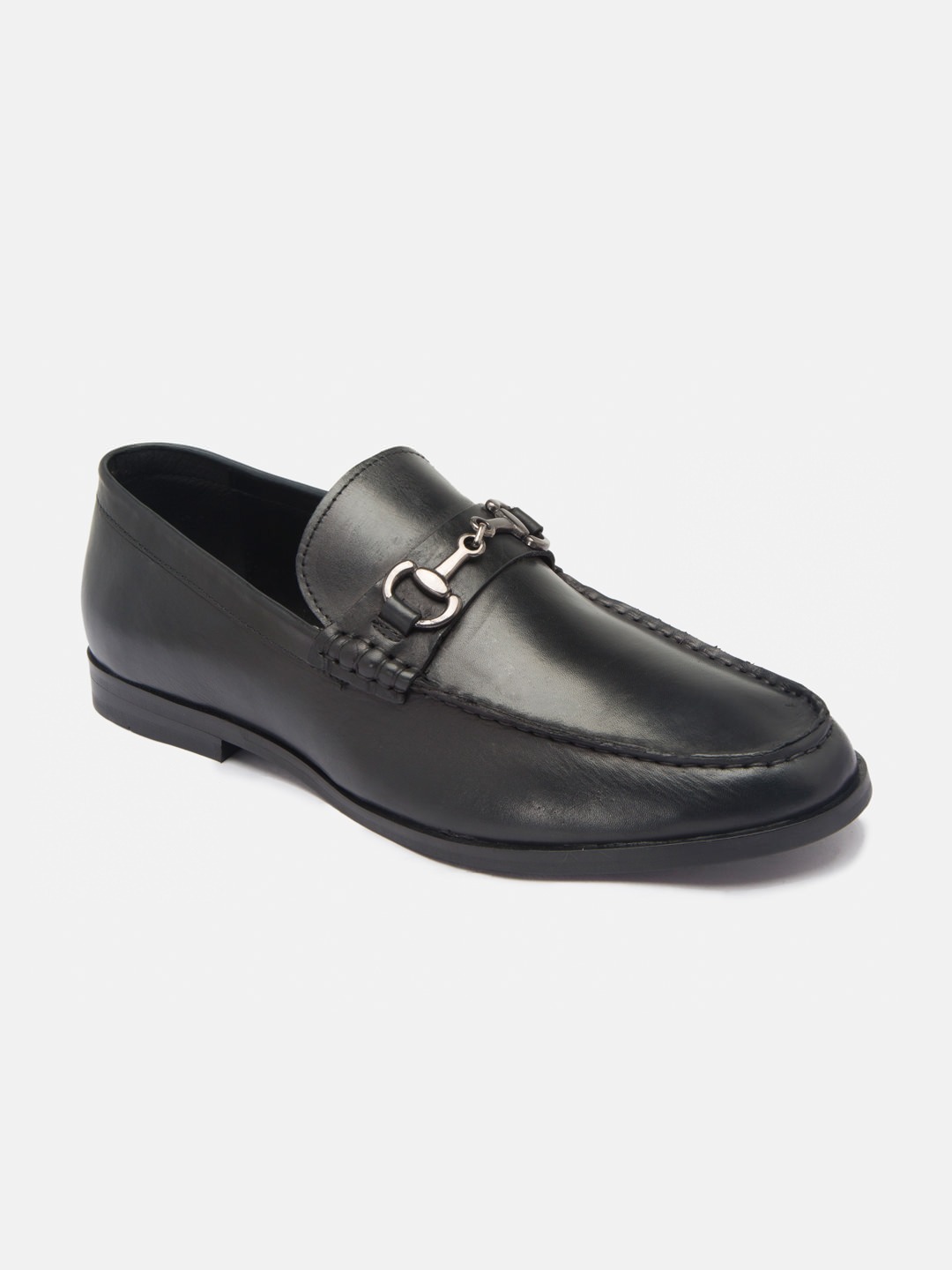 Buy Online Genuine Leather Black Loafers Shoes for Men