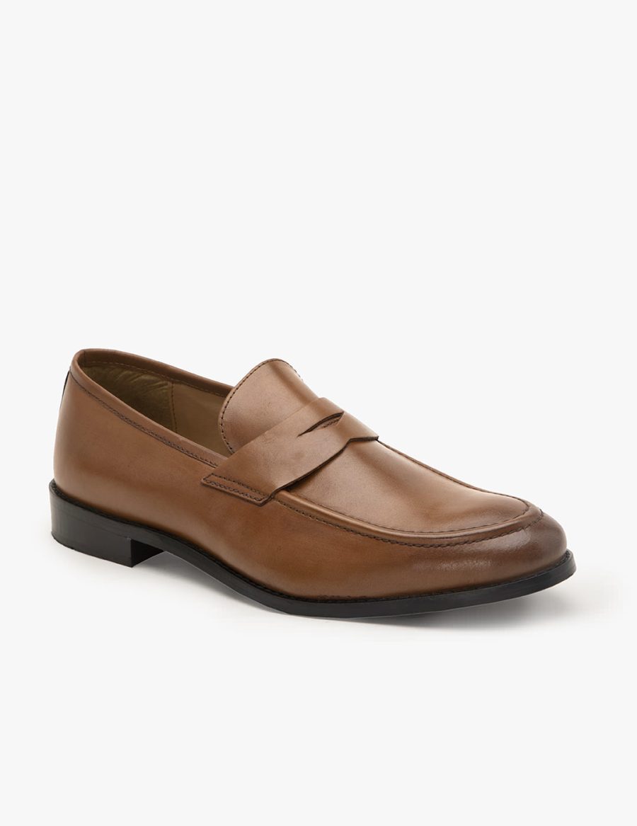 Tan Leather Penny Loafers