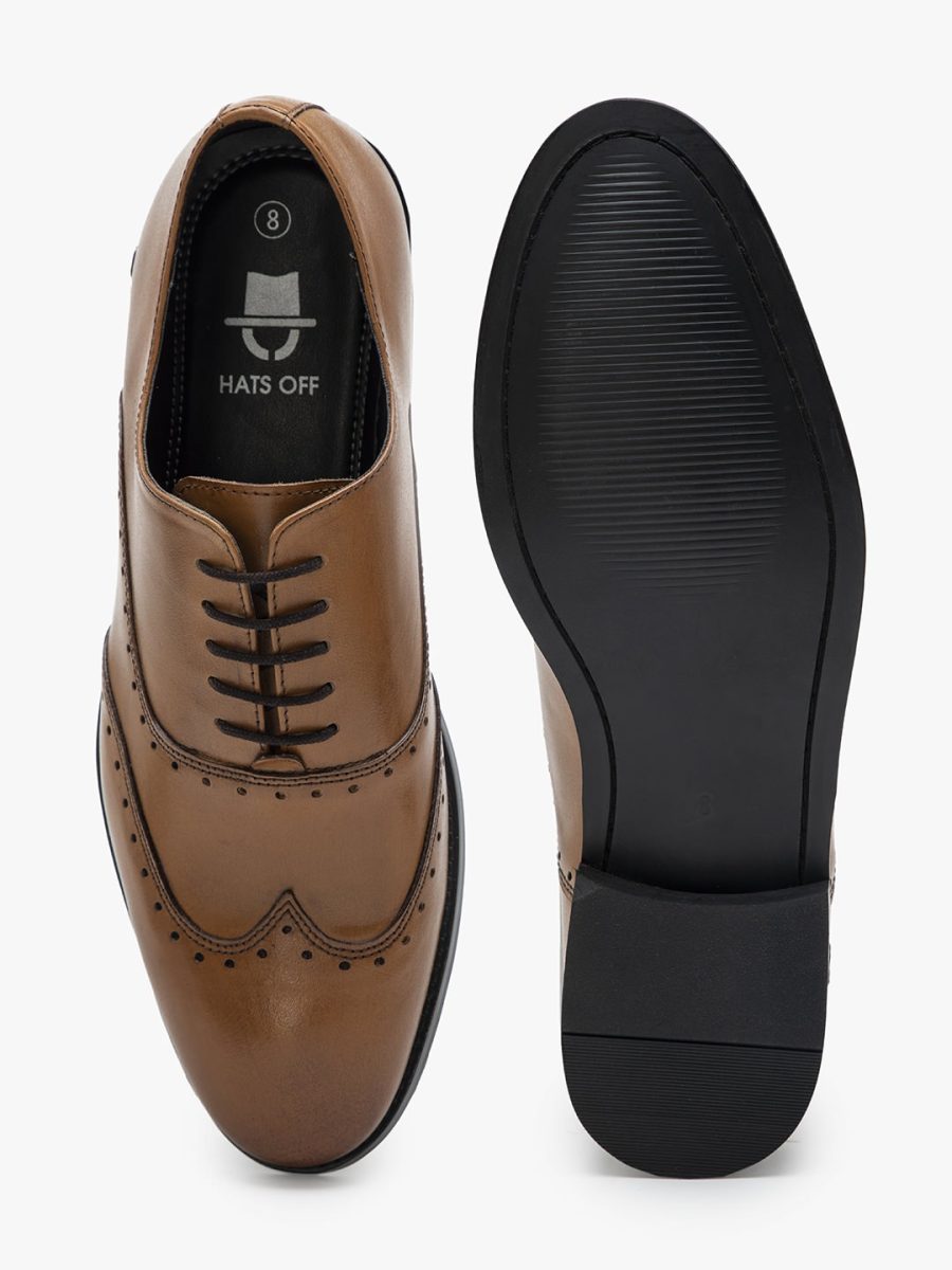 Buy Online Genuine Leather Tan Brogues Shoes for Men