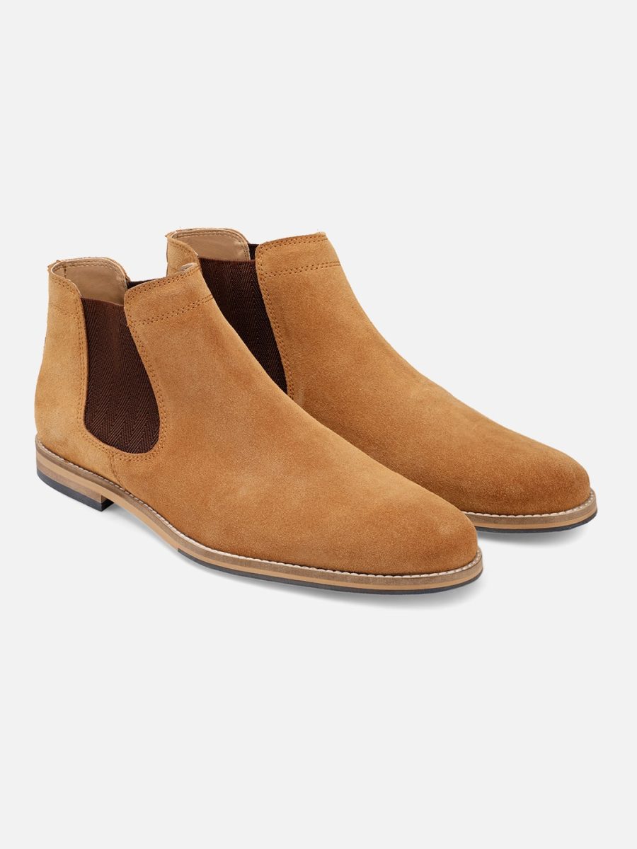 Beige Suede leather Chelsea Boots