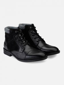 Black leather Toe Cap Ankle Boots