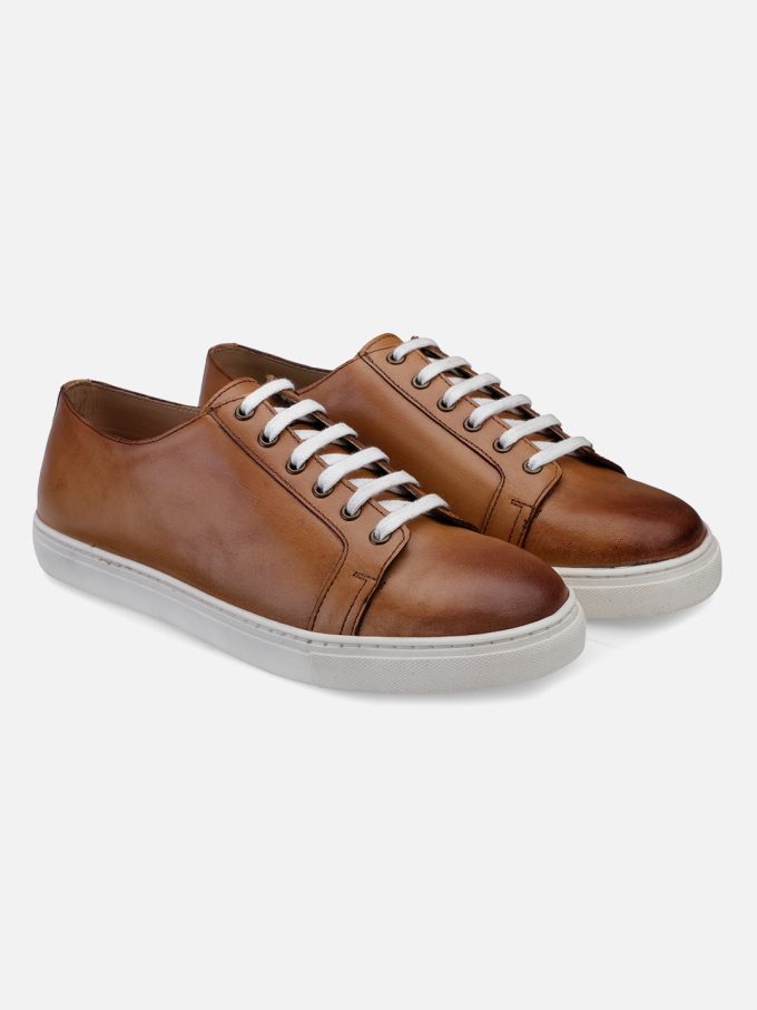 Tan Leather Lace up sneakers