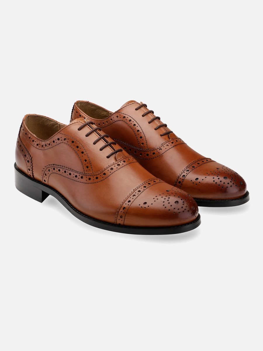 Leather Tan Oxford Brogues Shoes