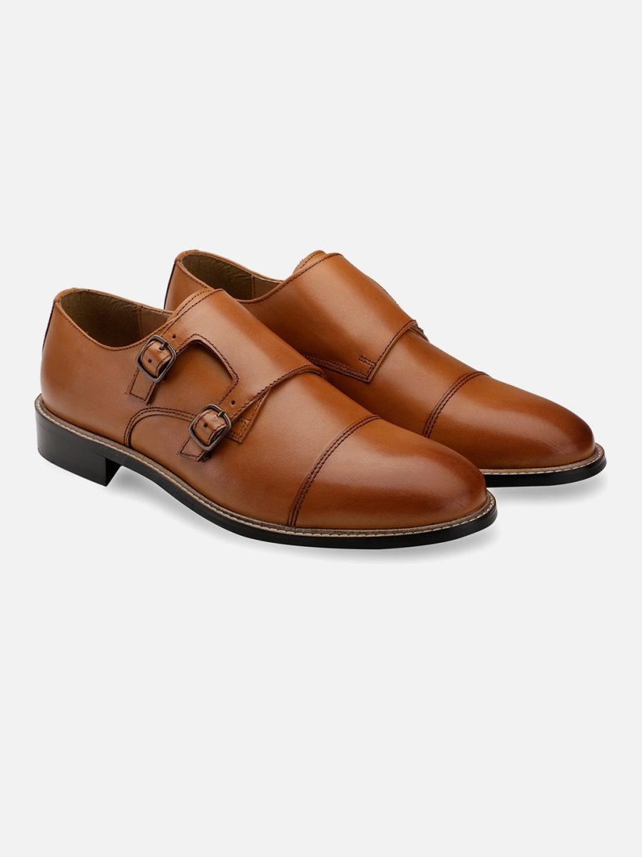 Genuine Leather Double monk strap shoes