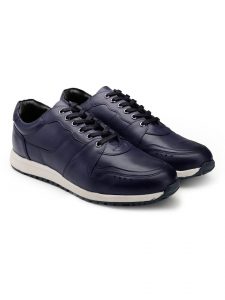 Navy Leather Trainer Sneakers