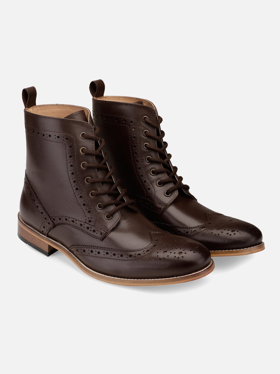 Brown Leather High Ankle Boots