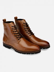 Tan Lace-Up Ankle Boots for men