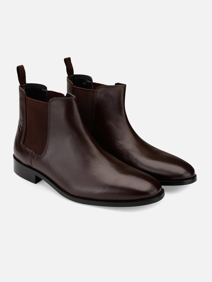 Leather brown burnish Chelsea boots