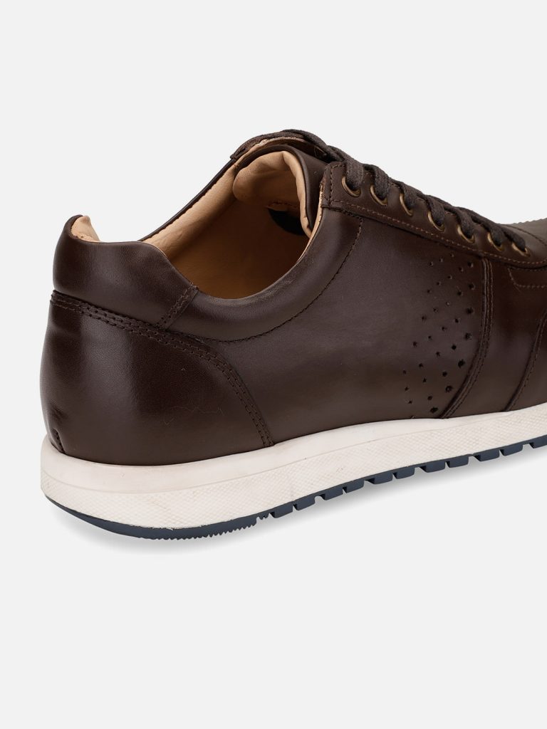 Buy online Genuine Leather Brown Sneakers - Hats Off Accessories