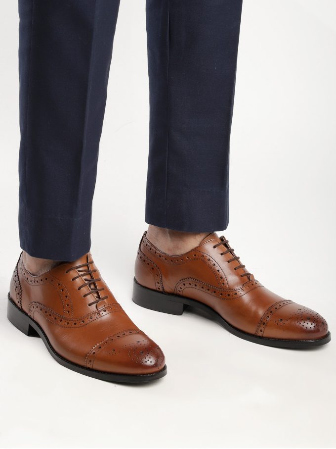 tan leather brogues shoes
